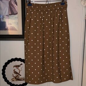 J. Crew Brown Polka Dot Pencil Skirt